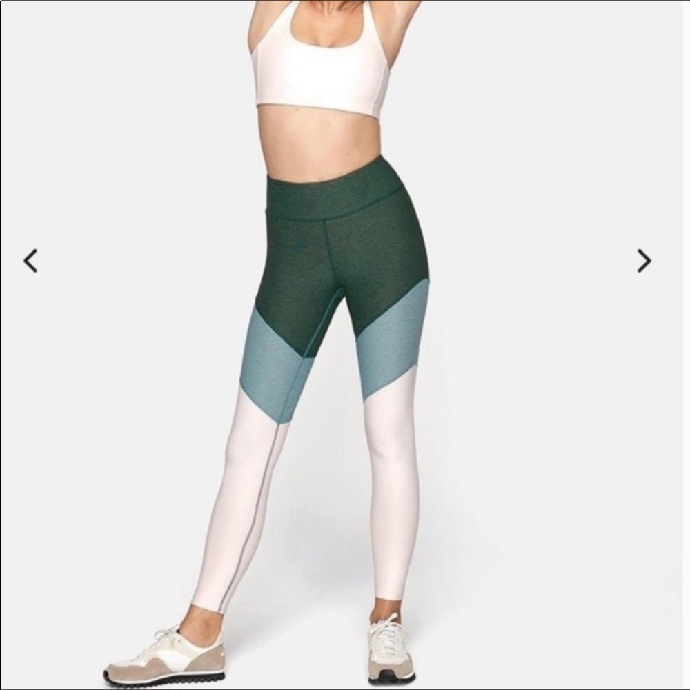 OUTDOOR VOICES Small Colorblock Spring 7/8 Athletic Leggings Green
